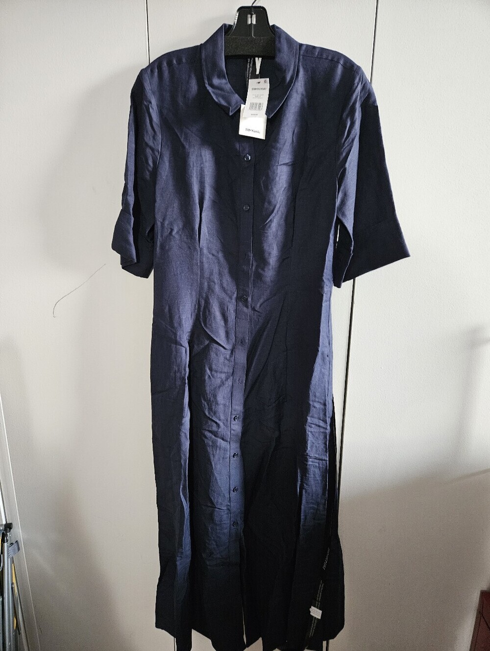 NWT Simkhai Linen Maxi Shirtdress | Midnight Navy | Size M | $525 Retail